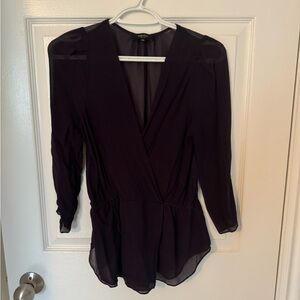 Babaton Elegant Black Wrap Blouse